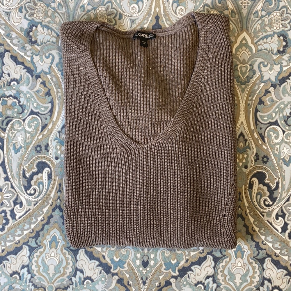 VNeck Sweater w/ Metallic Detail